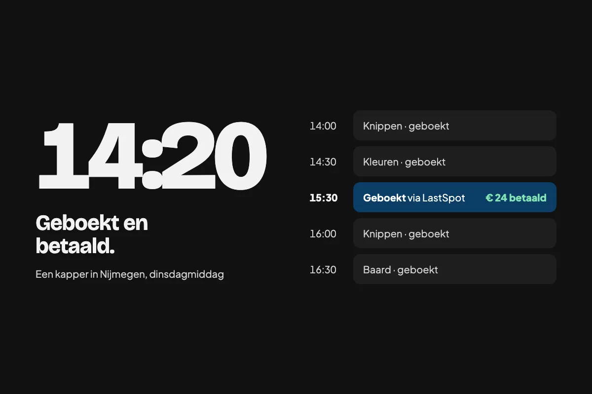 15:30 is geboekt en betaald, 24 euro
